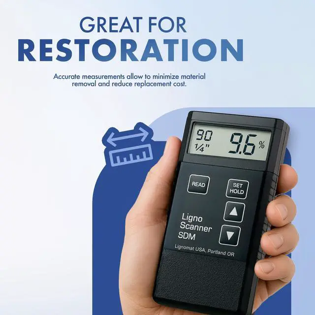 Alt view image 3 of 6 - Ligno Scanner SDM Pinless Moisture Meter - Wood Moisture Meter for Hard & Soft Woods, Bamboos, Drywall & Concrete - Dual-Depth Humidity Tester & Detector for Flooring Inspectors & Flooring Installers