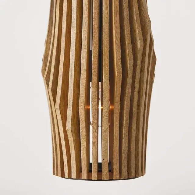 Alt view image 5 of 5 - 344613WK Archer Modern Artisan-Crafted Mango Wood Mini Pendant Ceiling Light Fixture, 1-Light 100 Watt, 17" H x 9" W, Light Wood and Matte Black