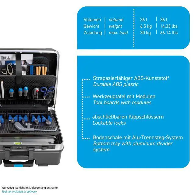 Alt view image 4 of 6 - B&W GO mobile tool case with MODULE tool storage system (ABS case, volume 36 l, 48 x 37.5 x 20 cm inner) 120.04/M, tools not included