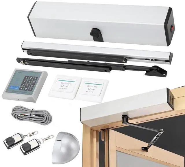 Main image of Automatic Swing Door Opener Kit, Door Opener and Closer 50W Heavy Duty Swing Gate Operator Opener Closer, with 2 Remote Control, 150kg/330lb Loading, DC 24V Brushless Motor