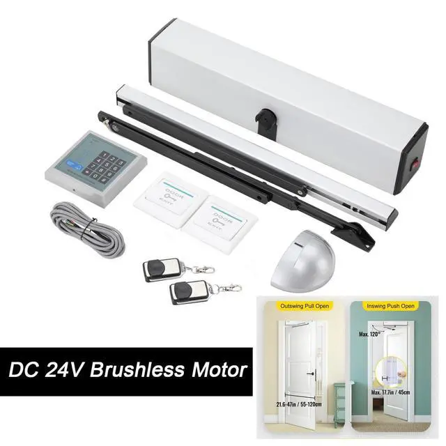 Alt view image 4 of 6 - Automatic Swing Door Opener Kit, Door Opener and Closer 50W Heavy Duty Swing Gate Operator Opener Closer, with 2 Remote Control, 150kg/330lb Loading, DC 24V Brushless Motor