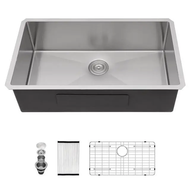 Alt view image 2 of 6 - 30 inch Undermount Kitchen Sink 30"x19" Kitchen Sink 16 Gauge Stainless Steel Single Bowl Under Modern Under Counter