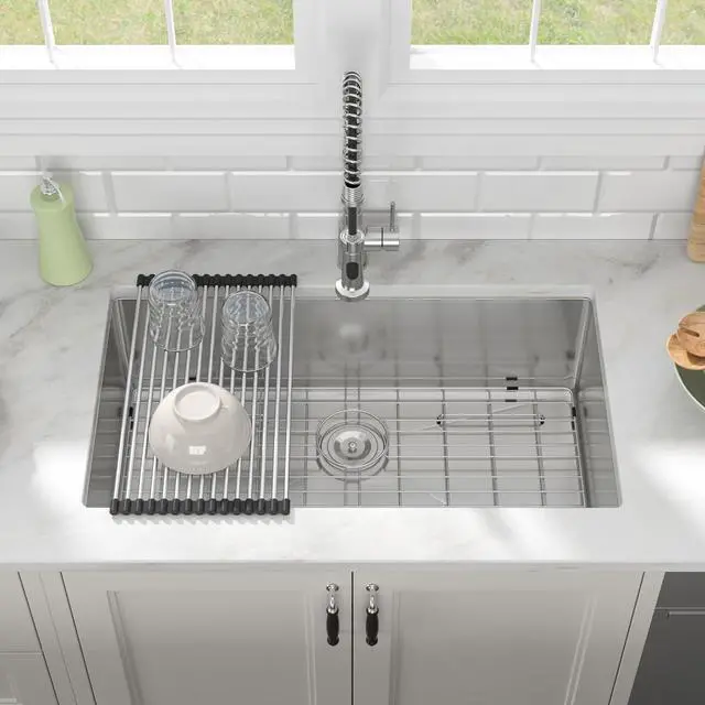 Alt view image 3 of 6 - 30 inch Undermount Kitchen Sink 30"x19" Kitchen Sink 16 Gauge Stainless Steel Single Bowl Under Modern Under Counter