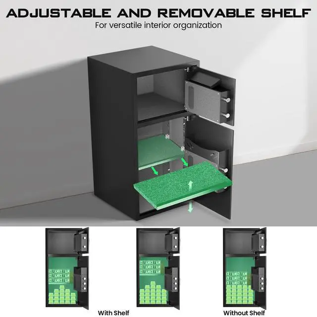Alt view image 5 of 6 - 2026 NEW Large Home safe Fireproof Waterproof, 6.0 Cub Money Safe with Drop Slot & Metal Deposit Storage Box, Fingerprint Safe with Dual Alarm System & Mute Mode for Valuables