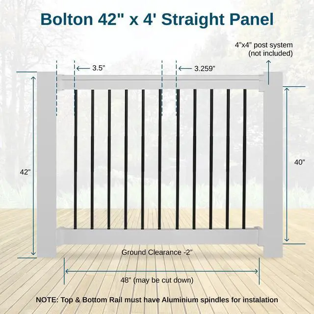 Alt view image 5 of 6 - Bolton Porch and Deck Railing Kit Aluminum and Vinyl Railing Kit for Decks, Porches, Balcony Railing, and More (42 x 48)