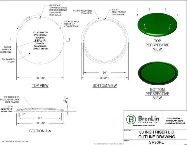 Alt view image 3 of 5 - 30" Septic Tank Cover | Plastic Cover | Septic Tank Riser Cover