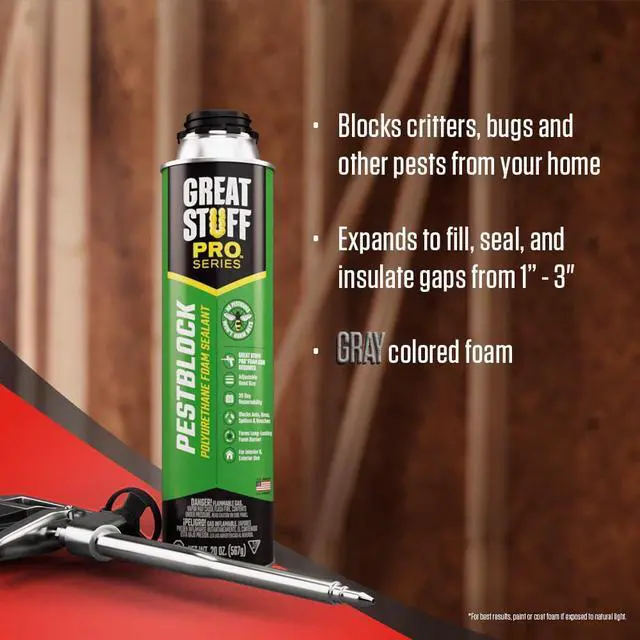 Alt view image 6 of 6 - Pestblock Polyurethane Foam Sealant 20 oz, Case of 12, Insulating Foam Sealant Expands Up to 3"