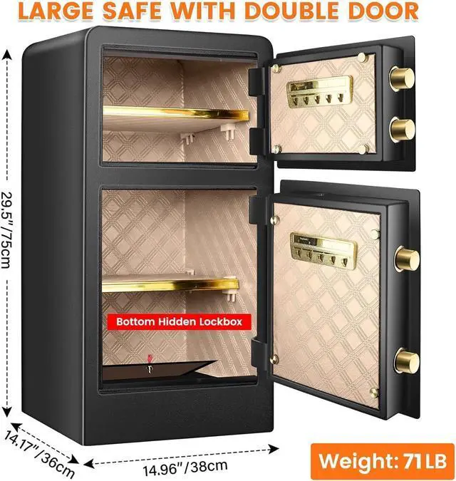 Alt view image 2 of 6 - 7.5 Cuft Extra Large Safe Box Fireproof Waterproof, Fire Proof Safes With Double Door, A4 Fireproof Bag, Digital Keypad & Spare Key, Smart Alert, Safes For Home Use Fire And Water Proof