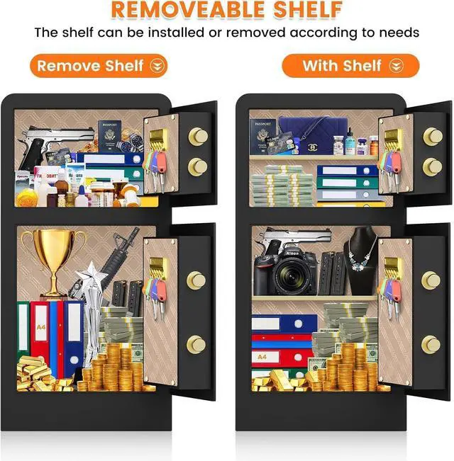 Alt view image 6 of 6 - 7.5 Cuft Extra Large Safe Box Fireproof Waterproof, Fire Proof Safes With Double Door, A4 Fireproof Bag, Digital Keypad & Spare Key, Smart Alert, Safes For Home Use Fire And Water Proof