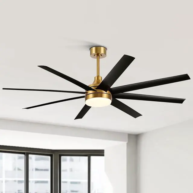 Main image of 65" Ceiling Fans with Lights Remote Control, Industrial Gold and Black Ceiling Fan with Reversible DC Motor, 6-Speed, 3CCT Led, 8 ABS Blades Large Ceiling Fan Fandeliers for Bedroom Living Room