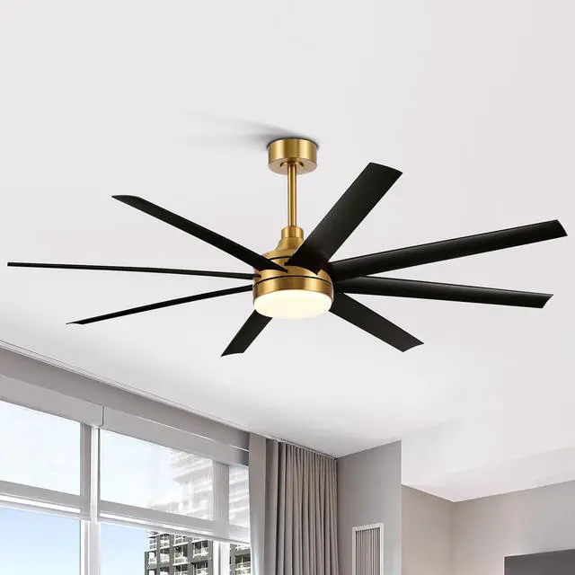 Alt view image 2 of 6 - 65" Ceiling Fans with Lights Remote Control, Industrial Gold and Black Ceiling Fan with Reversible DC Motor, 6-Speed, 3CCT Led, 8 ABS Blades Large Ceiling Fan Fandeliers for Bedroom Living Room