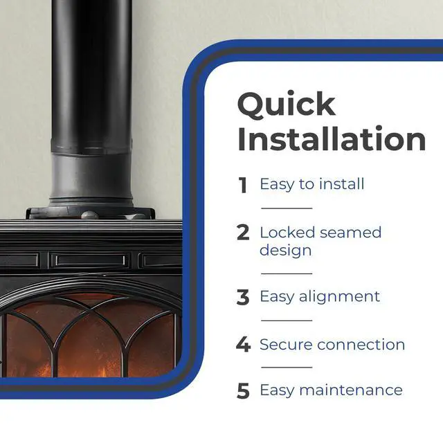 Alt view image 4 of 5 - DVL 6 Inch Double Wall Steel Stove Pip, Telescoping Chimney Wood Burning Connector to Vent Smoke or Exhaust, Black, 6DVL-68TA