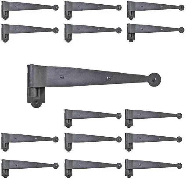 Main image of Pack of 15 Black Offset Strap Lift Off Pintle Hinge 11" X 2-5/8" Wrought Iron Pin Hinges for Shutters, Exterior Window Doors Or Gates Offsets with Hardware