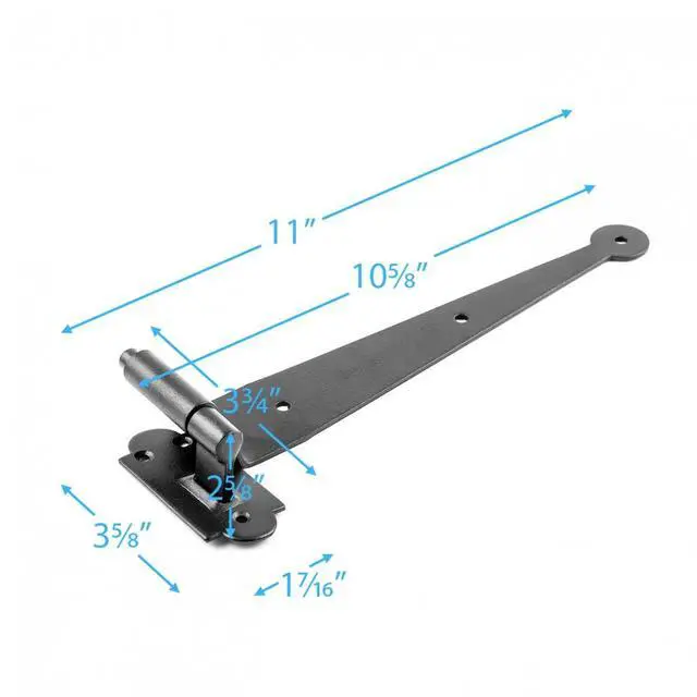 Alt view image 2 of 6 - Pack of 15 Black Offset Strap Lift Off Pintle Hinge 11" X 2-5/8" Wrought Iron Pin Hinges for Shutters, Exterior Window Doors Or Gates Offsets with Hardware