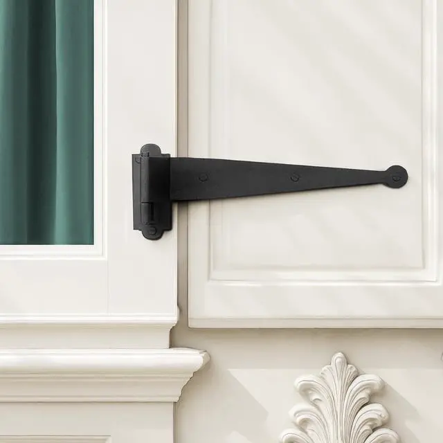 Alt view image 5 of 6 - Pack of 15 Black Offset Strap Lift Off Pintle Hinge 11" X 2-5/8" Wrought Iron Pin Hinges for Shutters, Exterior Window Doors Or Gates Offsets with Hardware