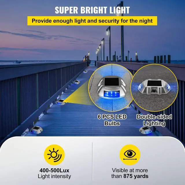 Alt view image 6 of 6 - Solar Driveway Lights - 24 Pack Bright Blue Waterproof Wireless Dock Lights with 6 LEDs for Path, Garden, Walkway & Steps