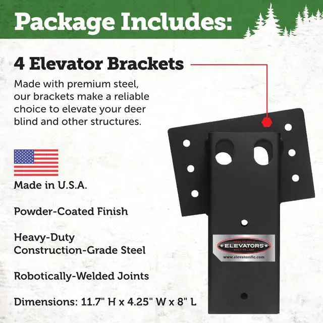 Alt view image 2 of 6 - 4x4 Elevator Brackets, Double Angled Construction-Grade Steel, Ideal for Hunting Stands, Tree Houses, Decks, and More, 4-Pack