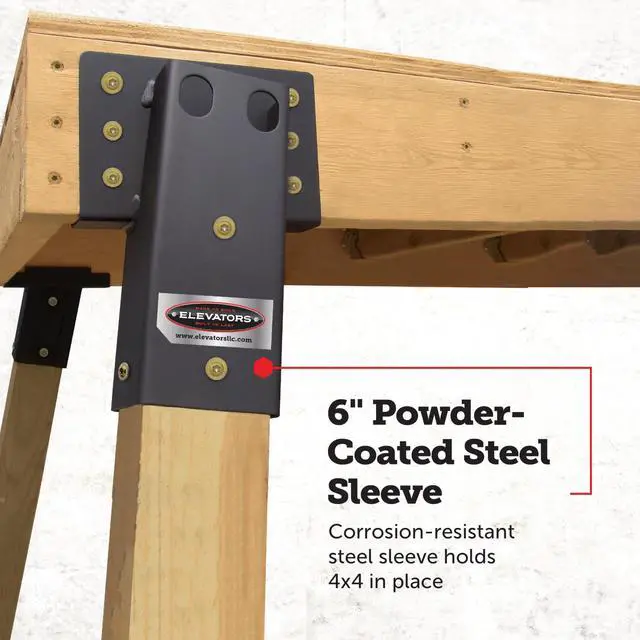 Alt view image 4 of 6 - 4x4 Elevator Brackets, Double Angled Construction-Grade Steel, Ideal for Hunting Stands, Tree Houses, Decks, and More, 4-Pack