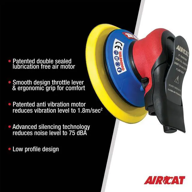 Alt view image 5 of 6 - Pneumatic Tools 6700-6-332: 6 Inch Lubrication Free Palm Sander 11,000 RPM - 3/32" Orbit