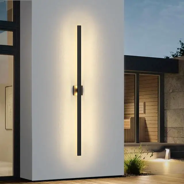 Main image of 63 Inch Aluminum Long Outdoor Modern LED Wall Light 3000K 3000LM, Slim Linear Exterior Lighting Fixtures Wall Mount, Waterproof IP65 Black Outside Sconce for House Porch Patio Garage Door Yard