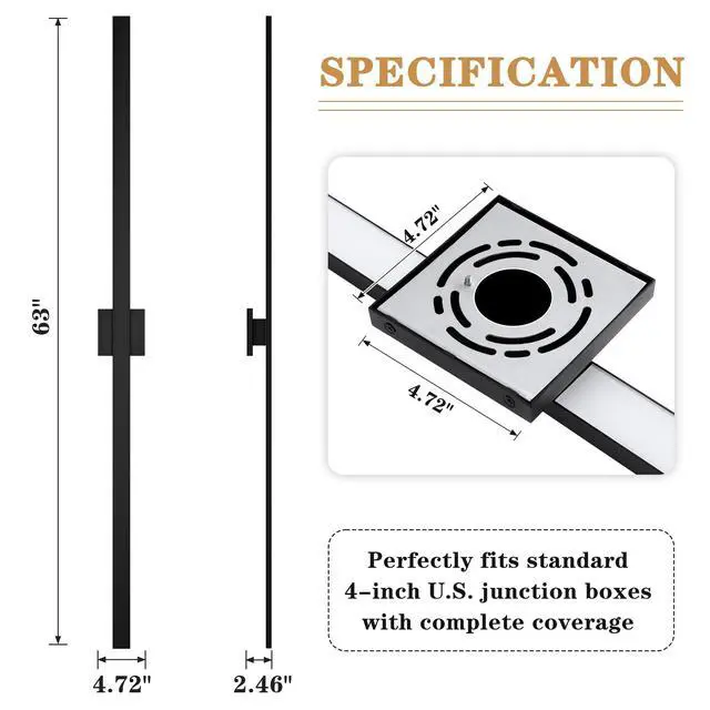 Alt view image 6 of 6 - 63 Inch Aluminum Long Outdoor Modern LED Wall Light 3000K 3000LM, Slim Linear Exterior Lighting Fixtures Wall Mount, Waterproof IP65 Black Outside Sconce for House Porch Patio Garage Door Yard