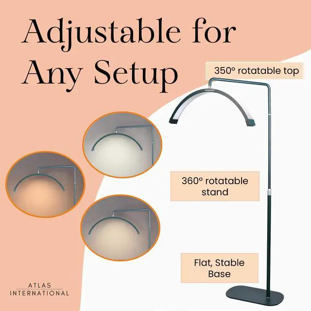 Alt view image 2 of 6 - Bling Half Moon Lash Light | Dimmable LED Diamond Esthetician Light for Eyelash Techs - LED Floor Lash Lamp with Adjustable Height, Touch Control & Stable Base | Warm & Cool Tones | Emerald Green