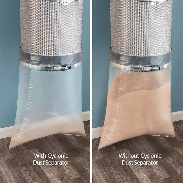 Alt view image 3 of 6 - 4" Wall-Mount Cyclone Dust Separator - Space-Spacing Cyclone Dust Collectors for Woodworking - Two-stage System Sawdust Collector for Airflow - Easy-to-Assemble Dust Collection Fittings