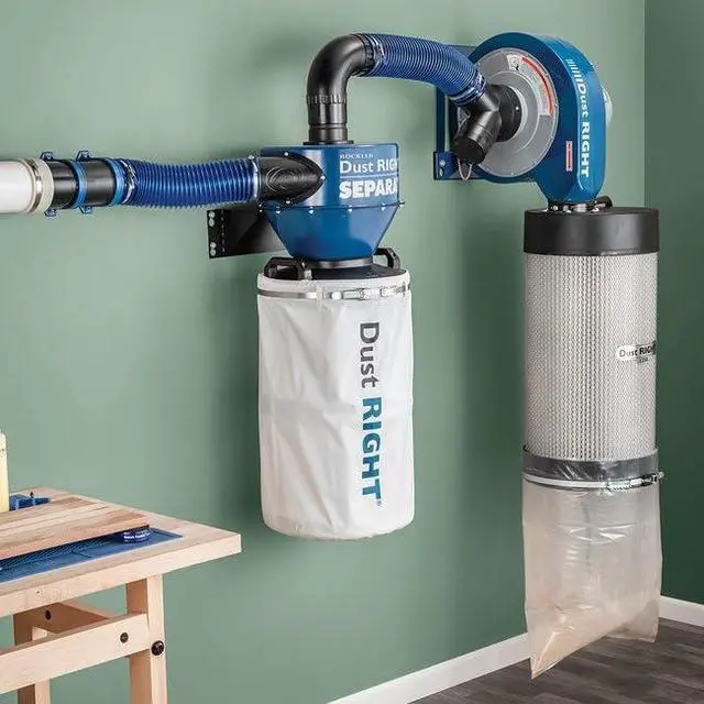 Alt view image 4 of 6 - 4" Wall-Mount Cyclone Dust Separator - Space-Spacing Cyclone Dust Collectors for Woodworking - Two-stage System Sawdust Collector for Airflow - Easy-to-Assemble Dust Collection Fittings