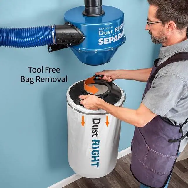 Alt view image 5 of 6 - 4" Wall-Mount Cyclone Dust Separator - Space-Spacing Cyclone Dust Collectors for Woodworking - Two-stage System Sawdust Collector for Airflow - Easy-to-Assemble Dust Collection Fittings
