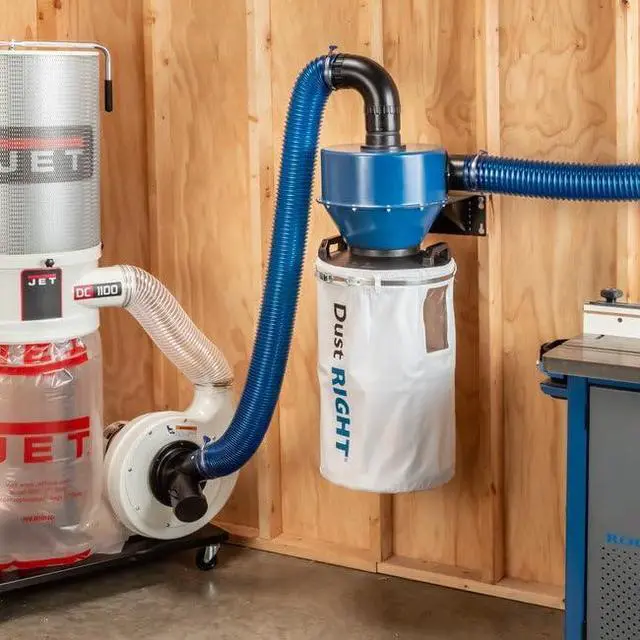 Alt view image 6 of 6 - 4" Wall-Mount Cyclone Dust Separator - Space-Spacing Cyclone Dust Collectors for Woodworking - Two-stage System Sawdust Collector for Airflow - Easy-to-Assemble Dust Collection Fittings