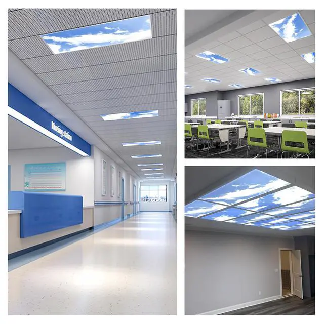 Alt view image 6 of 6 - 2-Pack 2x4 LED Flat Panel Light, Drop Ceiling Light Fixture with Cloud Design Tunable 30W-72W, Upto 8750 Lumens 3000K-6500K CCT, 0-10V Dimmable Skylight ETL, 120-277V 48x24 Inch LED Panel