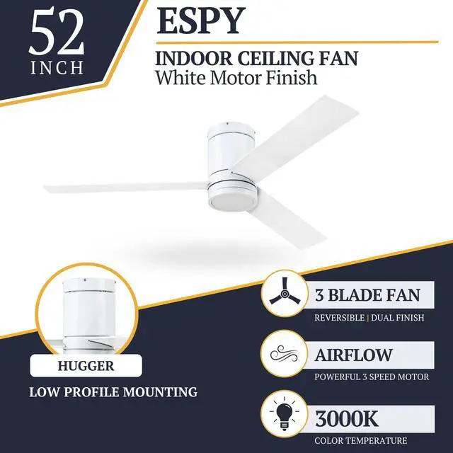Alt view image 3 of 6 - 51465-01 Espy Ceiling Fan, 52, Bright White