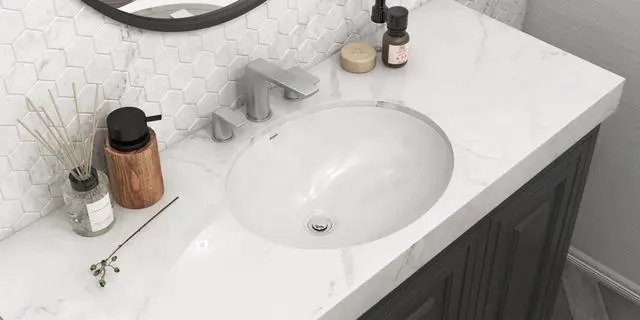 Alt view image 5 of 6 - 19 x 16 inch Undermount Bathroom Sink - White Oval Ceramic Bathroom Sinks with Overflow for Bathroom Vanity Sink, Porcelain Bathroom Basin - RVB0619