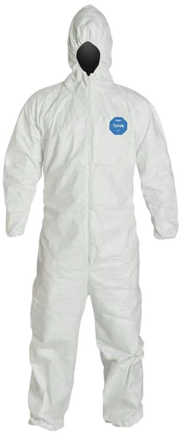 Main image of Tyvek TY127S Disposable Coverall with Respirator-Fit Hood and Elastic Cuff, White, X-Large, 1-Pack