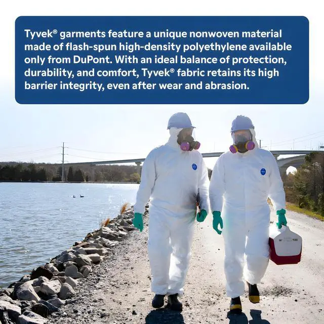 Alt view image 3 of 6 - Tyvek TY127S Disposable Coverall with Respirator-Fit Hood and Elastic Cuff, White, X-Large, 1-Pack