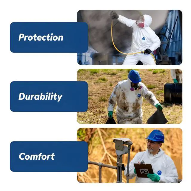Alt view image 5 of 6 - Tyvek TY127S Disposable Coverall with Respirator-Fit Hood and Elastic Cuff, White, X-Large, 1-Pack