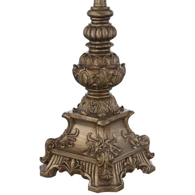 Alt view image 5 of 5 - Juliette Traditional French Country Style Buffet Table Lamps 36.5" Tall Skinny Set of 2 Antique Gold Ornate Base White Fabric Bell Shade Decor for Living Room House Home Dining