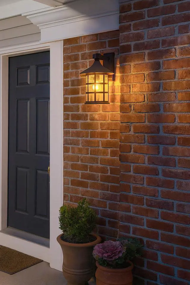 Alt view image 2 of 6 - Freeport Small Outdoor Wall Mount Lantern, New England Design, Cast Aluminum, Clear Seedy Glass, Black