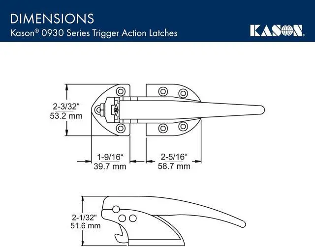 Alt view image 4 of 5 - 930 Series Trigger Action Latch and Strike E, 7/8 to 1 1/4 Inch Offset, 10930E00004