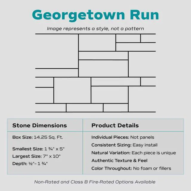 Alt view image 2 of 6 - Evolve Stone Georgetown Run MA Non-Rated Flat Stone Veneer (14.25 sq. ft.)