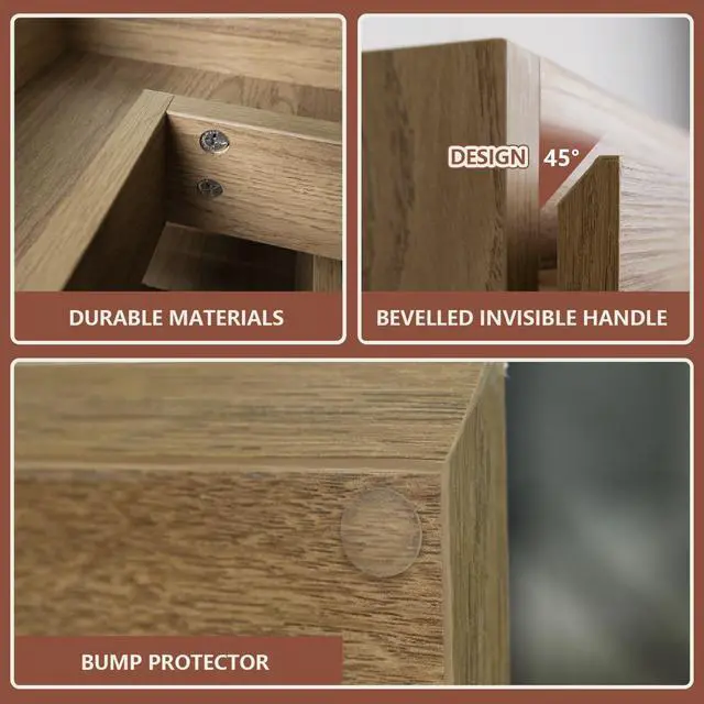 Alt view image 6 of 6 - Wall-Mounted Bathroom Vanity with 2 Soft-Close Drawers Moisture-Resistant MDF, Space-Saving Design for Modern Bathrooms (Nature Without Sink, 30)