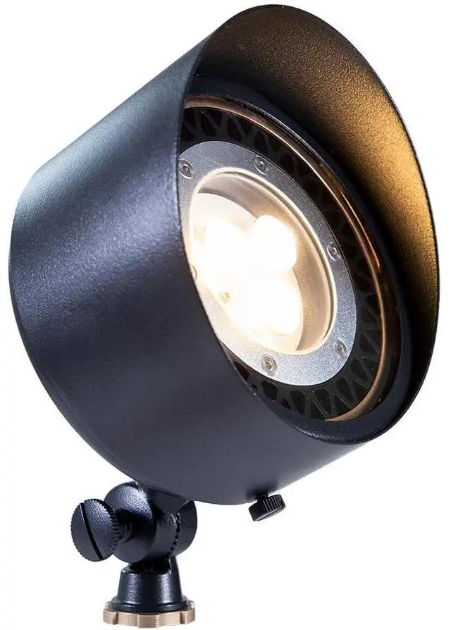 Main image of 12V Brass Flood Light (Black) with 9W 2700K Warm White PAR36 LED Bulb (900 Lumens) for Low age Landscape Lighting of House, Yard, Outdoor Wall, Tree Canopy or Signage