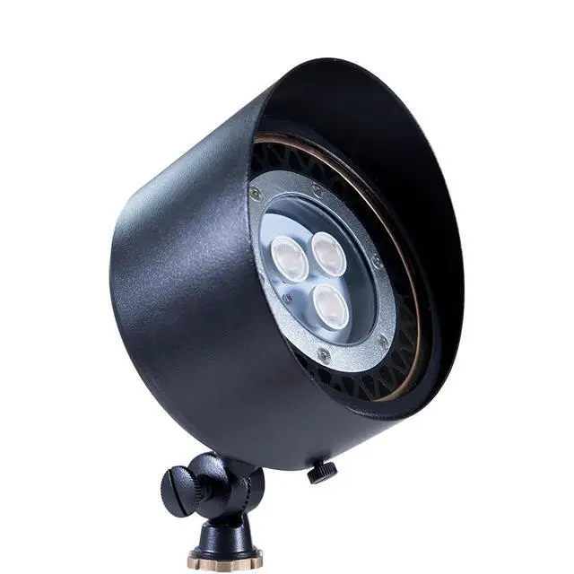 Alt view image 2 of 6 - 12V Brass Flood Light (Black) with 9W 2700K Warm White PAR36 LED Bulb (900 Lumens) for Low age Landscape Lighting of House, Yard, Outdoor Wall, Tree Canopy or Signage