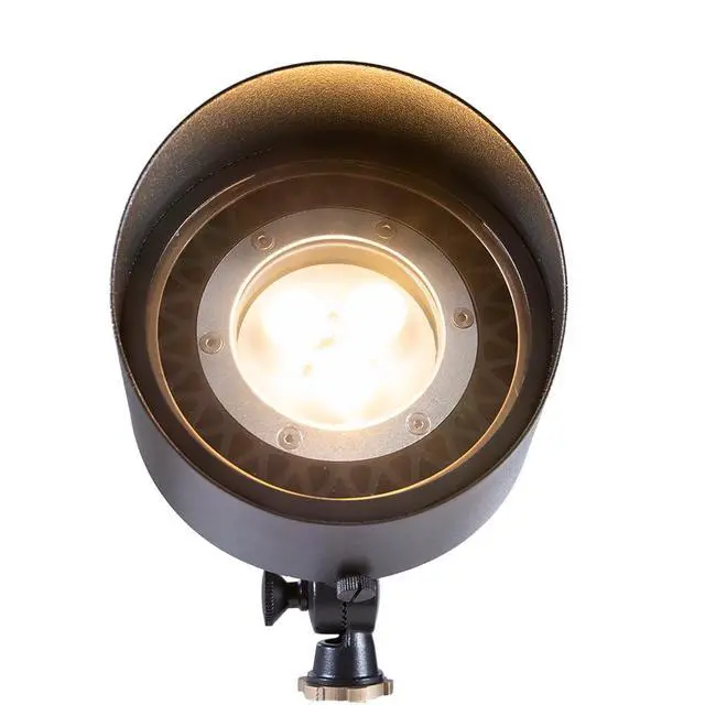 Alt view image 3 of 6 - 12V Brass Flood Light (Black) with 9W 2700K Warm White PAR36 LED Bulb (900 Lumens) for Low age Landscape Lighting of House, Yard, Outdoor Wall, Tree Canopy or Signage