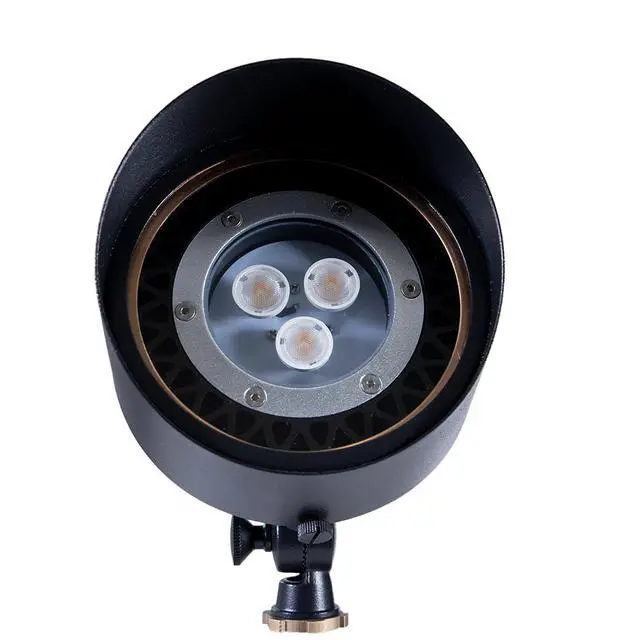 Alt view image 4 of 6 - 12V Brass Flood Light (Black) with 9W 2700K Warm White PAR36 LED Bulb (900 Lumens) for Low age Landscape Lighting of House, Yard, Outdoor Wall, Tree Canopy or Signage