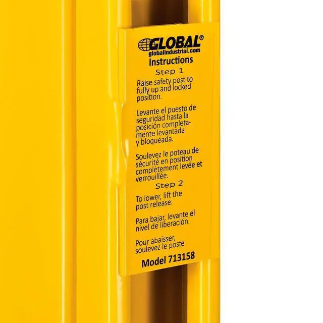 Alt view image 3 of 6 - Steel Ladder Safety Post with Pull-Loop Handle, Yellow Powder Coated, 63"H, Automatic Locking Safety Bracket, For Easy Ingress and Egress Points