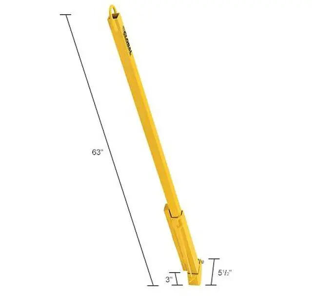 Alt view image 6 of 6 - Steel Ladder Safety Post with Pull-Loop Handle, Yellow Powder Coated, 63"H, Automatic Locking Safety Bracket, For Easy Ingress and Egress Points