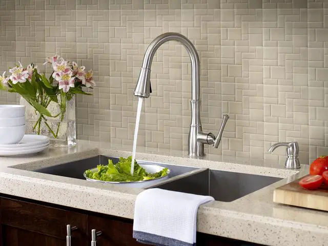 Alt view image 4 of 6 - Wheaton Kitchen Faucet with Pull Down Sprayer and Soap Dispenser, Single Handle, High Arc, Stainless Steel Finish, GT529WH1S