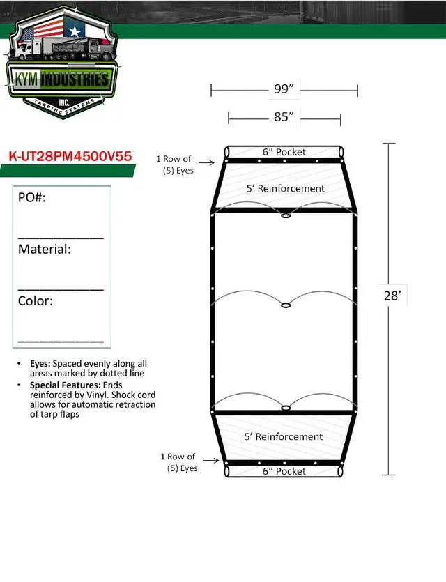 Alt view image 4 of 4 - Kym Industries 28' Heavy Duty Multi-Mesh Pioneer 4500 Series Replacement Roll-Off Waste Auto Tarp
