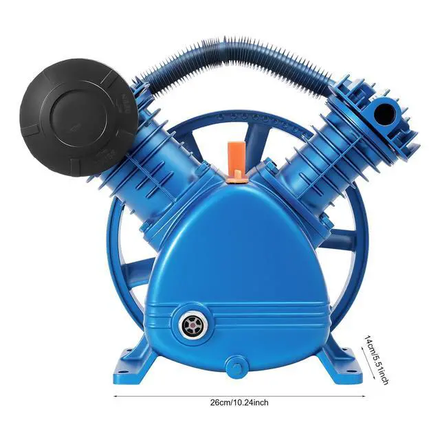 Alt view image 2 of 6 - Air Compressor Pump Head 175PSI 5.5HP 800RPM Twin Cylinder Air Compressor Pump Head with Flywheel 4KW Double Stage Universal Low Energy Consumption 10.2 * 5.5 * 15 inches (Sent in 2 Packages)